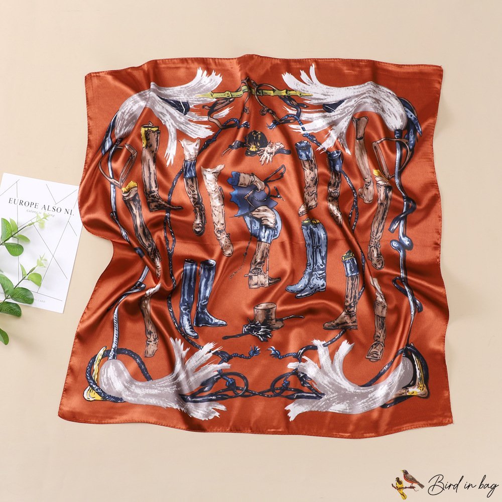 Small square scarf silk scarf women 60cm headscarf check print scarf decorative headscarf fashion si