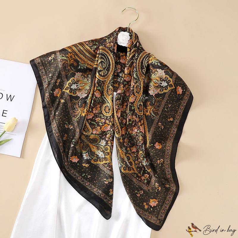 90cm large square scarf women's silk scarf new leopard print headscarf satin shawl thin section scar