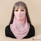 Veil mask female solid color shade sun protection face mask neck protection silk scarf full face thi