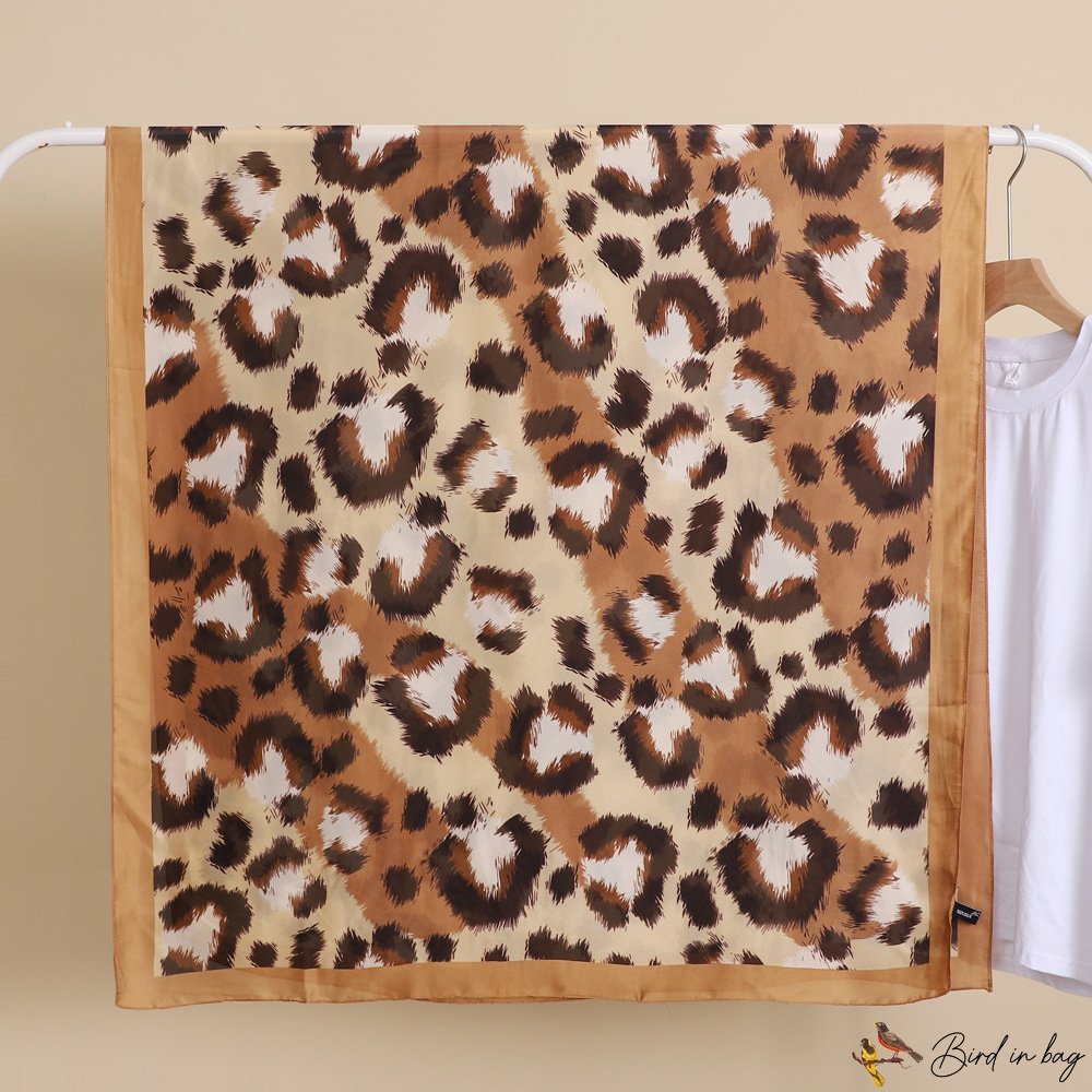 Silk scarf spring leopard print scarf female new long scarf new long yarn scarf shawl