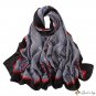 Spring and summer new bird check print long scarf silk shawl shawl scarf beach towel