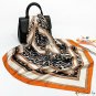 Spring and autumn new 90cm silk scarf simulation silk small square scarf printing leopard print turb