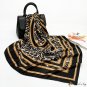 Spring and autumn new 90cm silk scarf simulation silk small square scarf printing leopard print turb