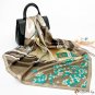 90cm large square scarf silk scarf female spring and autumn new simulation silk printing turban scar