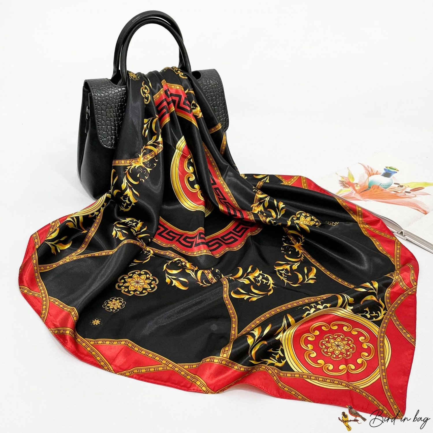 Spring and autumn simulation silk printing silk scarf 90cm square scarf scarf women shawl headscarf