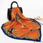 90cm silk scarf women spring and autumn new simulation silk chain printing large square scarf shawl