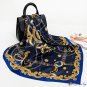 90cm silk scarf women spring and autumn new simulation silk chain printing large square scarf shawl