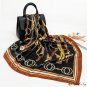 Spring and Autumn new 90cm large square scarf silk scarf simulation silk printing turban chain scarf