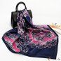 Printed turban 90cm silk scarf female spring and autumn new simulation silk square scarf shawl
