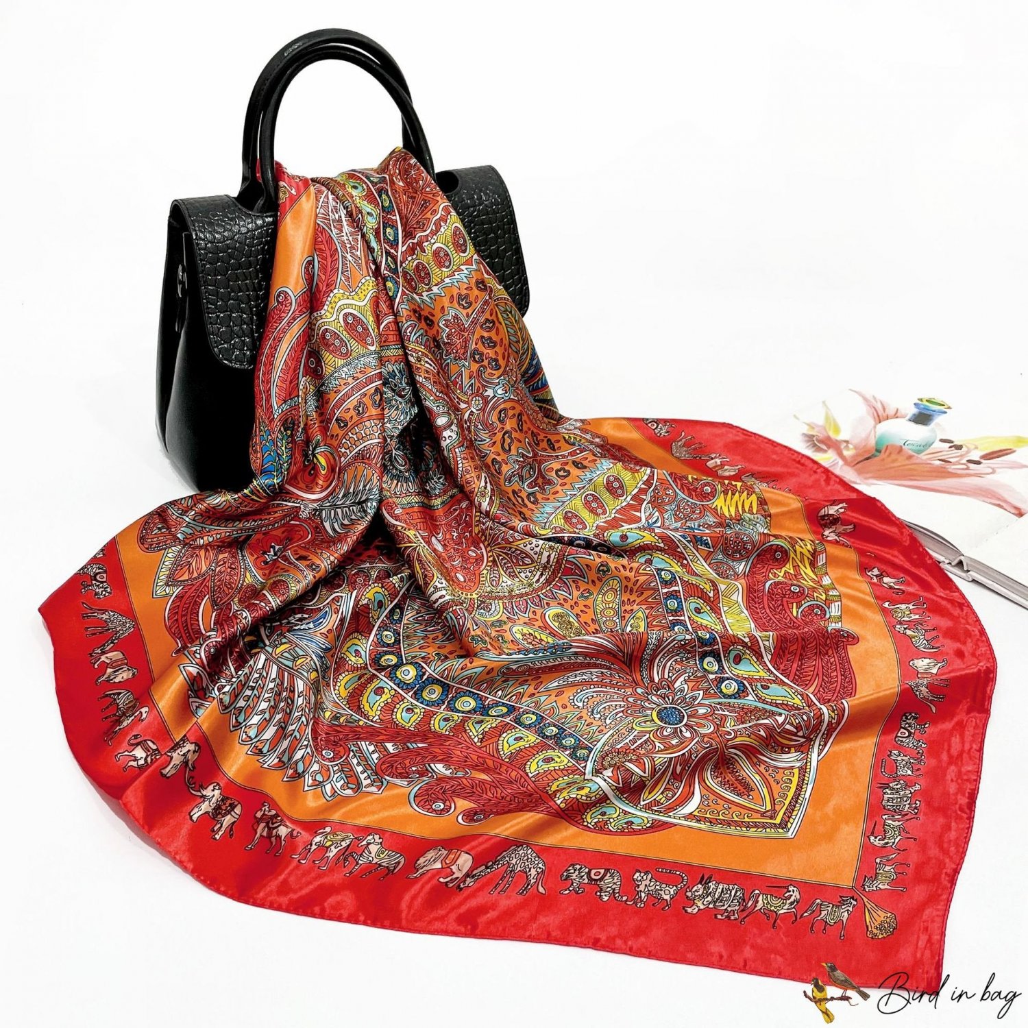 New 90cm large square scarf women simulation silk scarf printing turban scarf shawl
