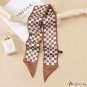 Plaid small silk scarf female new hair ribbon spring long decorative small neck scarf float