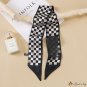 Plaid small silk scarf female new hair ribbon spring long decorative small neck scarf float