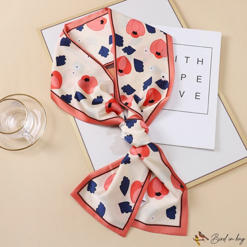 Spring and autumn new sweet long strip small silk scarf female hair band decorative neck scarf multi