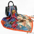 Silk scarf women square scarf 90cm simulation silk scarf spring and summer new headscarf printing sh