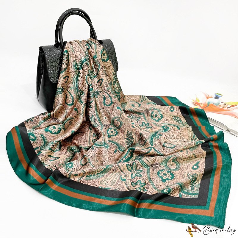 90cm printing silk scarf women's new simulation silk square scarf scarf headscarf