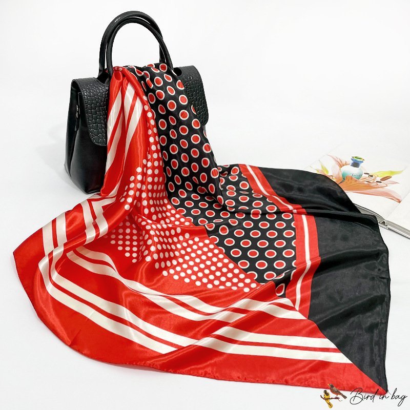 Simulation silk scarf women 90cm large square scarf new polka dot colorful printing silk scarf shawl