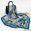 90cm large square scarf silk scarf female spring and summer new simulation silk printing turban scar