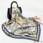 90cm large square scarf silk scarf female spring and summer new simulation silk printing turban scar