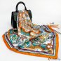 90cm large square scarf silk scarf female spring and summer new simulation silk printing turban scar