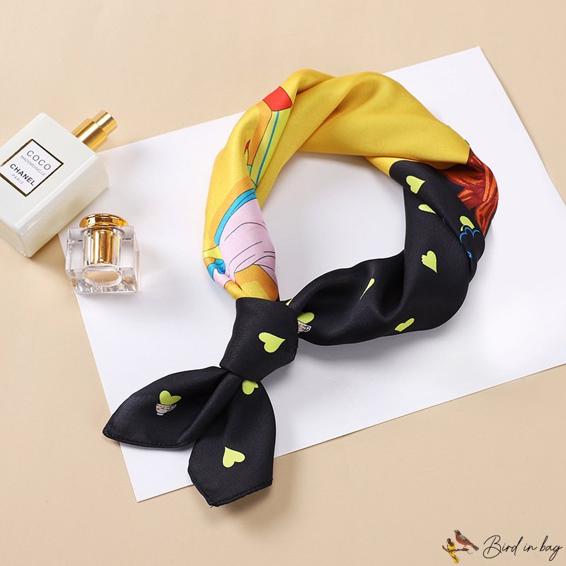 Twill silk scarf 53cm small square scarf simulation silk printing silk scarf ladies