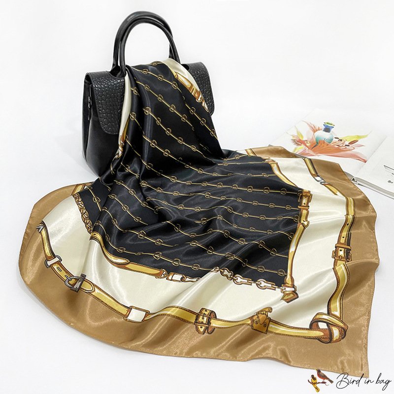 New simulation silk scarf geometric lines printed square scarf 90cm headscarf scarf shawl