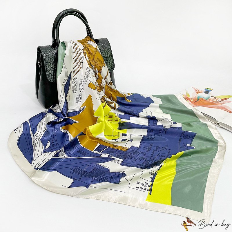 90cm silk scarf new ladies print large square scarf shawl headscarf