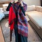Double-sided plaid scarf female winter Christmas faux cashmere fringe shawl female warm