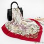 Spring and Autumn new 90cm silk scarf women's print plain square scarf shawl headscarf