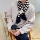 Checkerboard checkerboard cross small scarf women's new ear scarf autumn and winter knitting wool sm