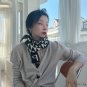 Autumn and winter new knitted scarf women's bird check two-color letter small scarf