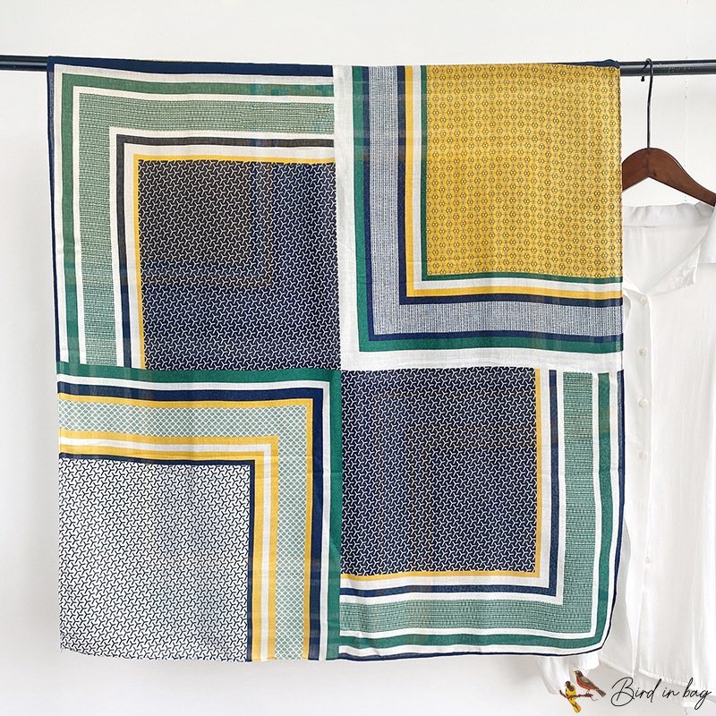 Cotton and linen feel colorful scarf female winter warm dual-use shawl spring and autumn sarong beac