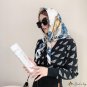 The new twill silk large square scarf scarf printing simulation silk scarf female white collar neck 
