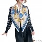 The new twill silk large square scarf scarf printing simulation silk scarf female white collar neck 