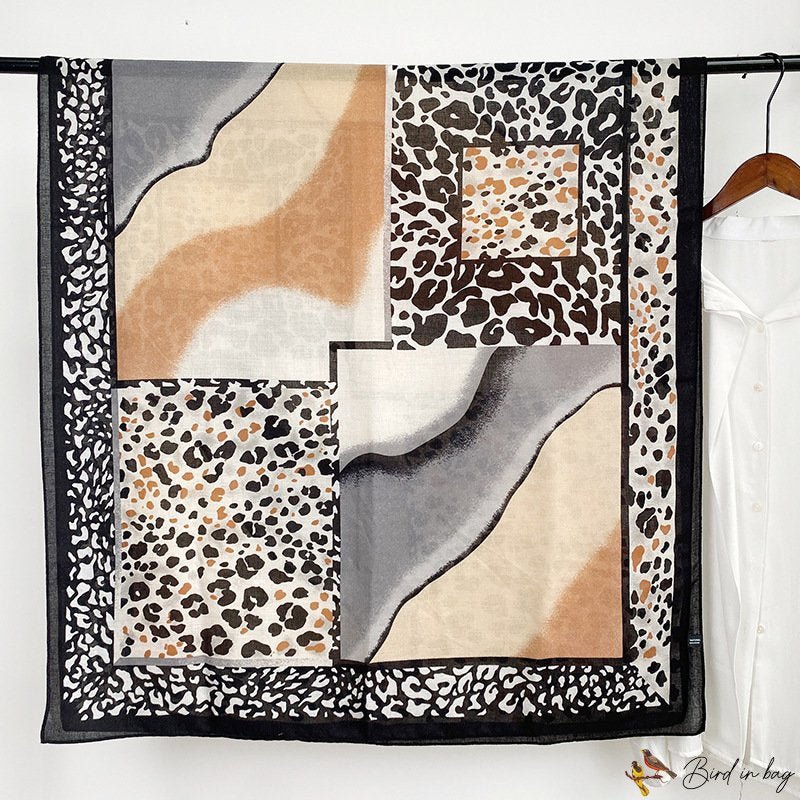 New cotton linen hand leopard print scarf female fashion spring and summer sarong long scarf beach t