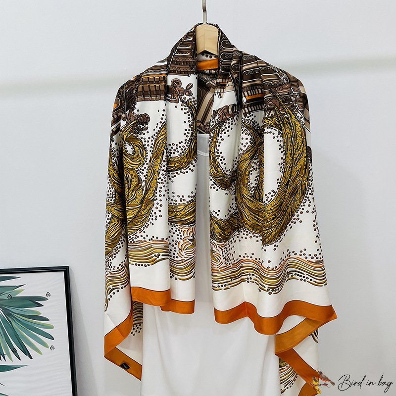 130CM silk scarf new simulation silk satin printing degree shawl square scarf female scarf
