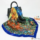 Silk scarf female spring and summer new oil painting printing large square scarf 90cm headscarf scar