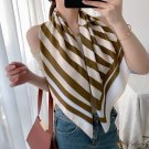 New twill silk large square scarf female striped printed scarf 90cm silk scarf French retro headscar