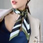 New twill silk large square scarf female striped printed scarf 90cm silk scarf French retro headscar