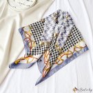 Silk scarf female new bird check print small square scarf satin scarf shawl