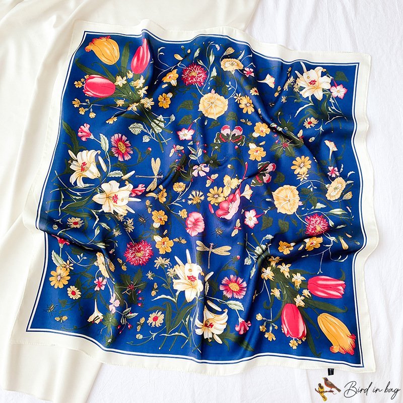 70cm small square scarf silk scarf female spring and summer new floral printing square scarf satin s