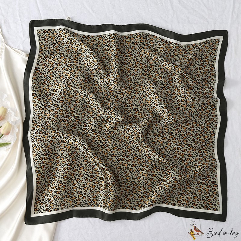70cm small square scarf silk scarf female spring and summer new leopard print satin scarf shawl