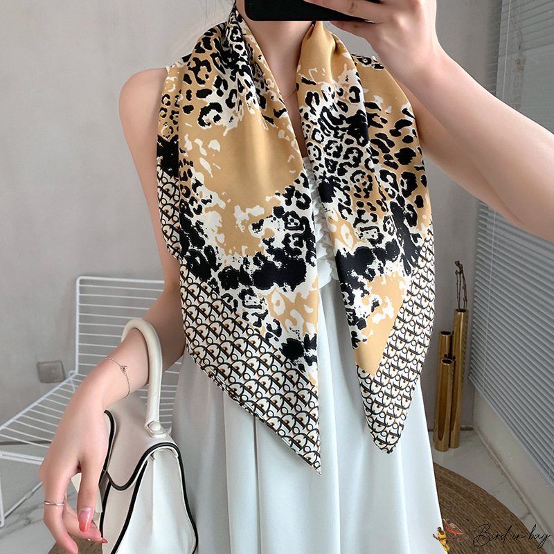 New twill silk 90cm silk scarf ladies French retro large square scarf printing scarf headscarf shawl