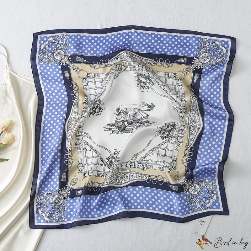 Small square scarf silk scarf female spring and summer new chain printing square scarf satin scarf s
