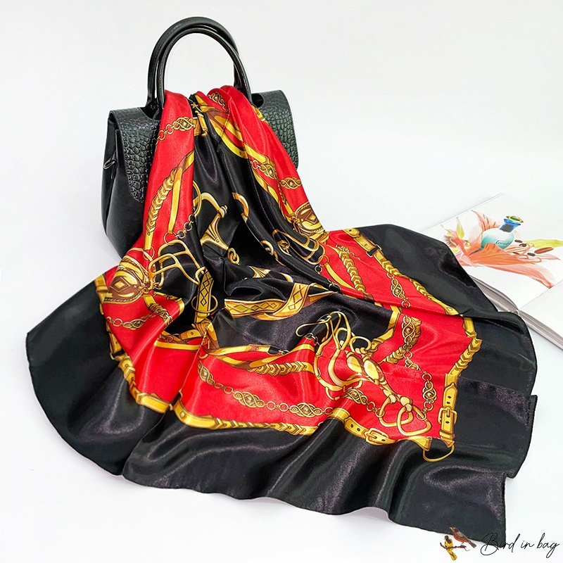 Silk scarf female spring and summer new chain printing large square scarf headscarf scarf shawl