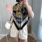 Autumn new twill silk 90cm silk scarf ladies French retro large square scarf plaid scarf headscarf s