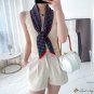 New twill silk 90cm silk scarf women French retro large square scarf plaid scarf decorative headscar