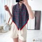 New twill silk 90cm silk scarf women French retro large square scarf plaid scarf decorative headscar