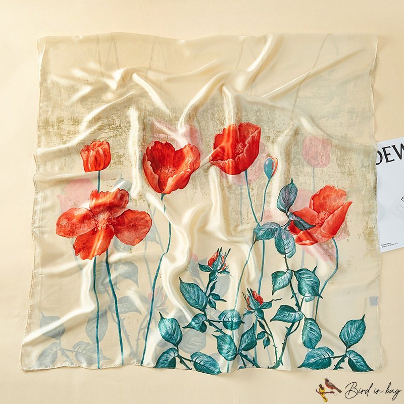 New satin silk scarf female new scarf shawl fashion printing sarong beach towel