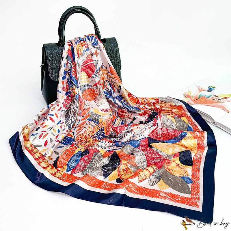 New silk scarf French vintage scarf Nepal print large square scarf 90cm headscarf