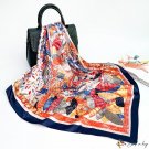 New silk scarf French vintage scarf Nepal print large square scarf 90cm headscarf